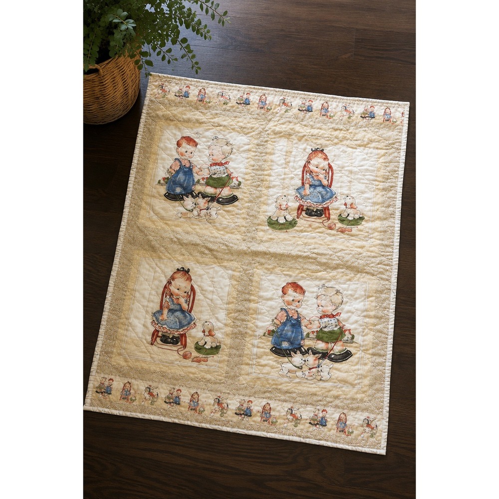 Handmade Mabel Lucie Attwell Baby Quilt Crib Quilt Nursery Wall Hanging 40x32